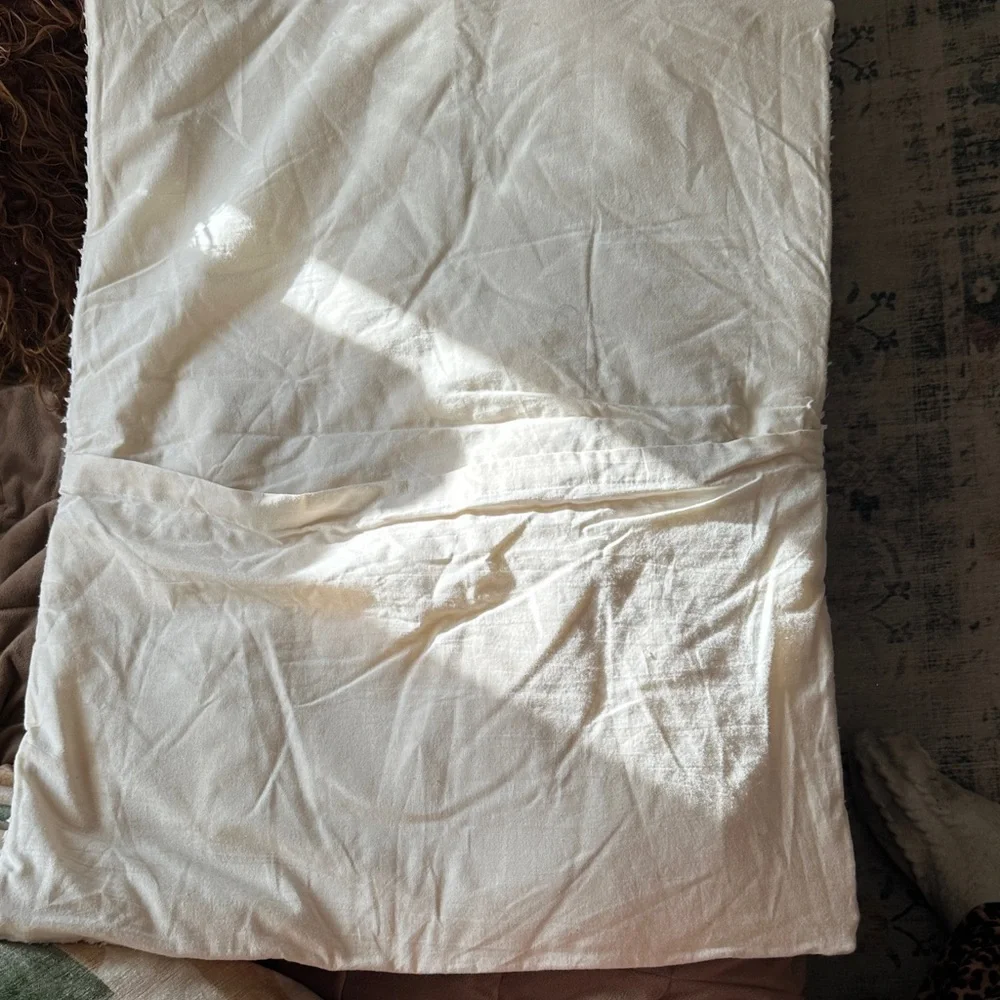West Elm Quilted Embroidered Stripe Standard Sham 20x26 White no tag